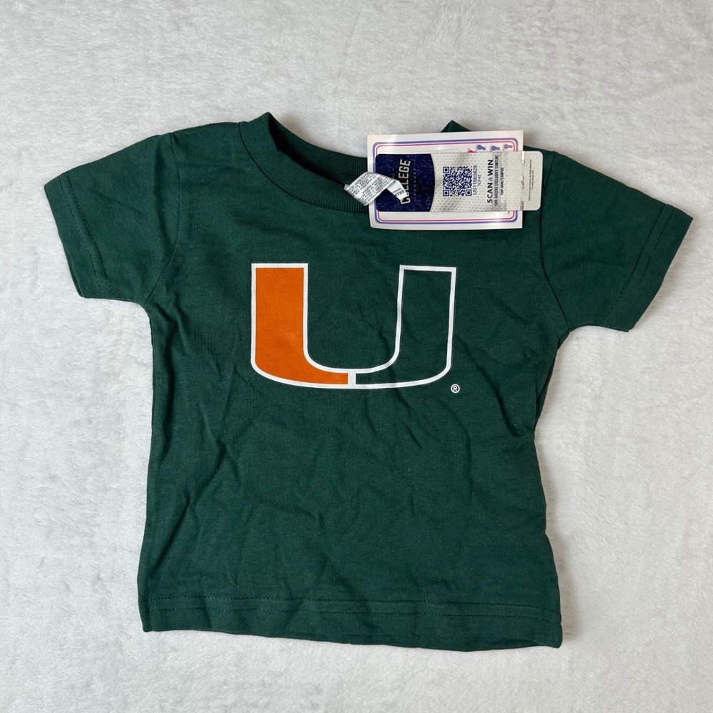 Two Feet Ahead University of Miami Hurricanes Infant T-Shirt Green 12 Months NWT